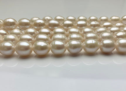 10x12 mm AA Natural White Rice Oval Freshwater Pearl Beads Genuine Natural Color Smooth Freshwater Pearls 31 Beads #1540