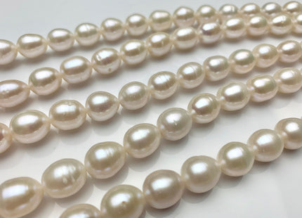 10x12 mm AA Natural White Rice Oval Freshwater Pearl Beads Genuine Natural Color Smooth Freshwater Pearls 31 Beads #1540