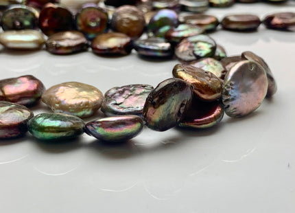13-15 mm Multi Color Coin Freshwater Pearl Beads Genuine Freshwater Pearls Mixed Gray Brown Copper Color Flat Coin Freshwater Pearls #1545