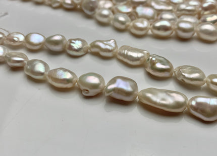8-9x9-11mm AAA Half Strand High Luster Natural White Keshi Nugget Freshwater Pearl Beads Center Drilled Keshi Nugget Pearls #1779