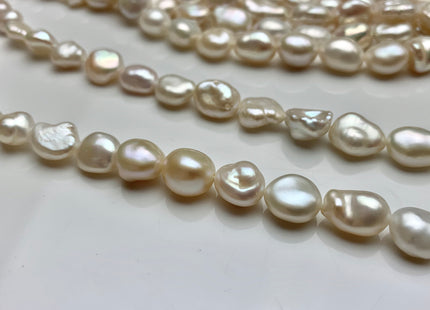 8-9x9-11mm AAA Half Strand High Luster Natural White Keshi Nugget Freshwater Pearl Beads Center Drilled Keshi Nugget Pearls #1779