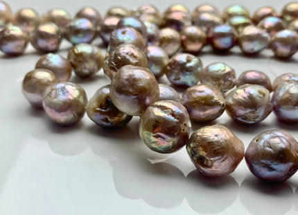 13-16 mm AA Jumbo Natural Mauve Pink Color Baroque Freshwater Pearl Beads Genuine Mauve Color With Avocado Sheen Baroque Pearls #1513