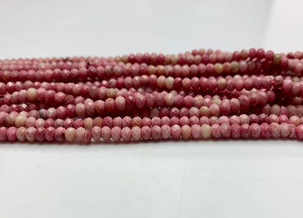 2.5x4 mm Natural Color Faceted Rondelle Pink Rhodonite Gemstone Beads Natural Pink Color Micro Faceted Rondelle Gemstone Beads # 2415