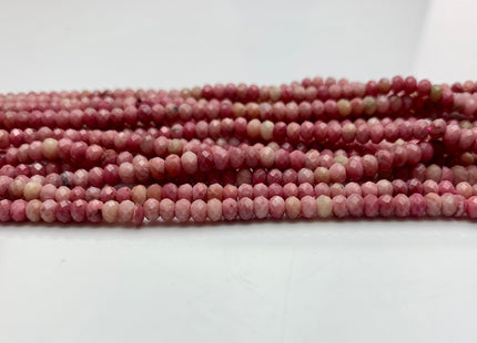 2.5x4 mm Natural Color Faceted Rondelle Pink Rhodonite Gemstone Beads Natural Pink Color Micro Faceted Rondelle Gemstone Beads # 2415