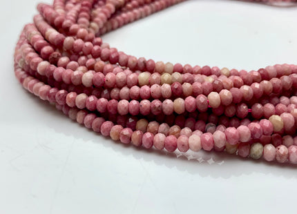 2.5x4 mm Natural Color Faceted Rondelle Pink Rhodonite Gemstone Beads Natural Pink Color Micro Faceted Rondelle Gemstone Beads # 2415