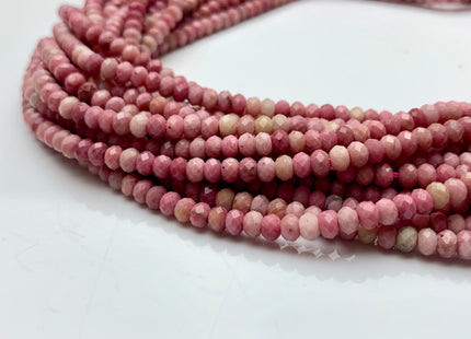 2.5x4 mm Natural Color Faceted Rondelle Pink Rhodonite Gemstone Beads Natural Pink Color Micro Faceted Rondelle Gemstone Beads # 2415
