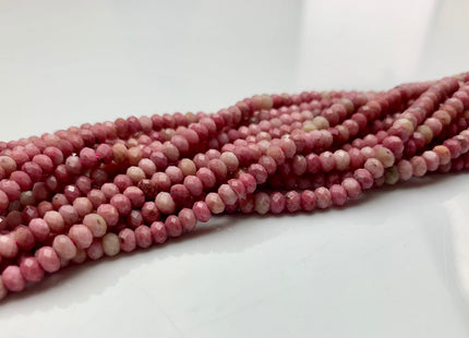 2.5x4 mm Natural Color Faceted Rondelle Pink Rhodonite Gemstone Beads Natural Pink Color Micro Faceted Rondelle Gemstone Beads # 2415