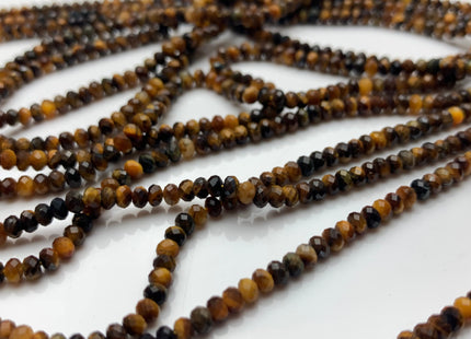 2x3 mm 3x4 mm AAA Natural Color Faceted Rondelle Tiger Eye Gemstone Beads Top Quality Faceted Yellow Tiger Eye Loose Beads #2412
