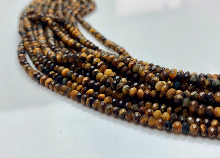 2x3 mm 3x4 mm AAA Natural Color Faceted Rondelle Tiger Eye Gemstone Beads Top Quality Faceted Yellow Tiger Eye Loose Beads #2412