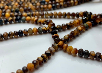 2x3 mm 3x4 mm AAA Natural Color Faceted Rondelle Tiger Eye Gemstone Beads Top Quality Faceted Yellow Tiger Eye Loose Beads #2412