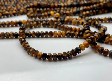 2x3 mm 3x4 mm AAA Natural Color Faceted Rondelle Tiger Eye Gemstone Beads Top Quality Faceted Yellow Tiger Eye Loose Beads #2412