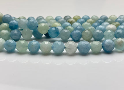 WHOLESALE 6mm 8mm Natural Color Faceted Round Aquamarine Gemstone Beads Genuine Natural Multi Color Aquamarine Gemstone Loose Beads #2410