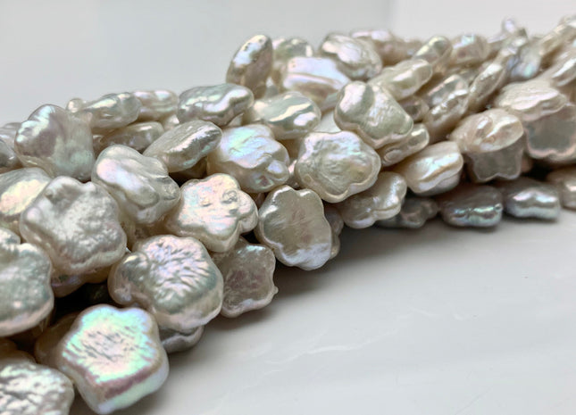 10-12 mm Rare Star Flower Shape Genuine Freshwater Pearl Beads in Natural White, Seaweed OR Peach Colors, Limited Edition #104