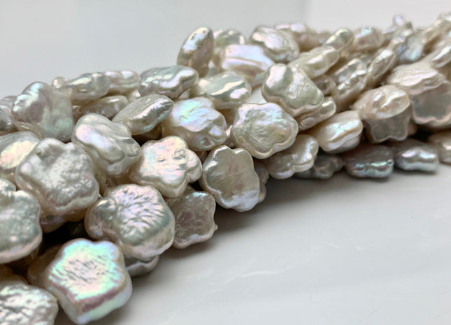 10-12 mm Rare Star Flower Shape Genuine Freshwater Pearl Beads in Natural White, Seaweed OR Peach Colors, Limited Edition #104