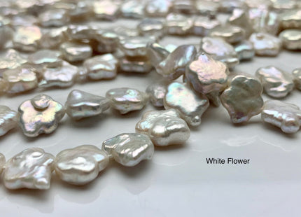 10-12 mm Rare Star Flower Shape Genuine Freshwater Pearl Beads in Natural White, Seaweed OR Peach Colors, Limited Edition #104