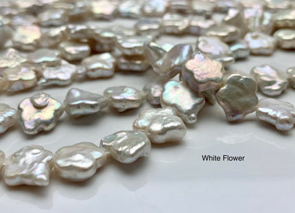 10-12 mm Rare Star Flower Shape Genuine Freshwater Pearl Beads in Natural White, Seaweed OR Peach Colors, Limited Edition #104