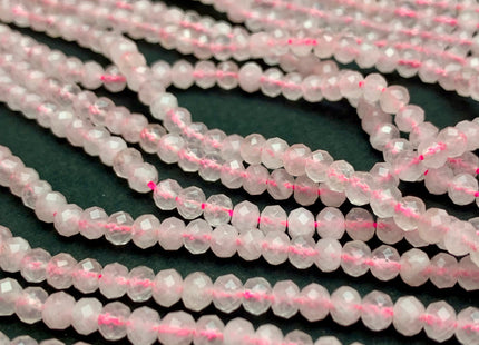 WHOLESALE 3x4mm 4x6mm AAA Natural Color Faceted Rondelle Rose Quartz Gemstone Beads Natural Pink Micro Faceted Rose Quartz #2242
