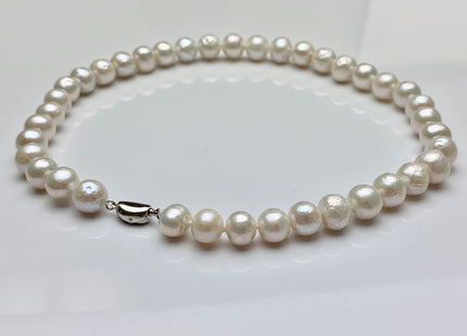 17.5/20/22/24 Inches Hand Knotted 10-11 mm AAA Natural White Baroque Edison Freshwater Pearl Necklace With Silver Clasp #1548