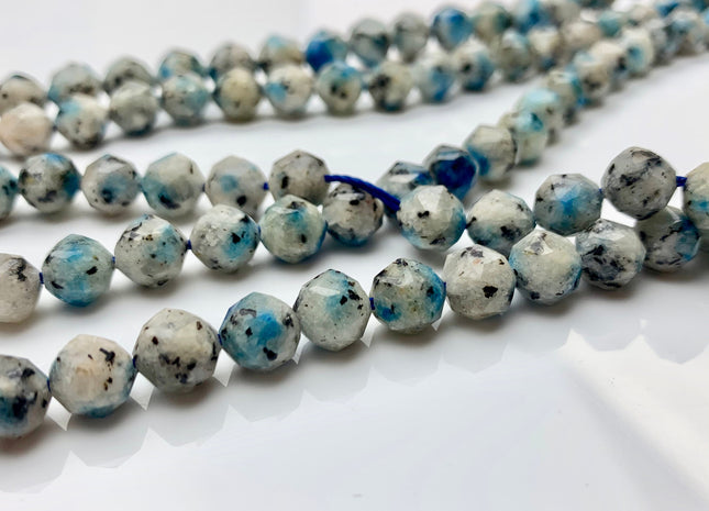 7-8mm 9-10mm AAA Natural Faceted Star Cut K2 Jasper Gemstone Beads Genuine Faceted Blue Gray K2 Jasper Gemstone Loose Beads #2309