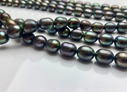 9x11 mm AA Green Peacock Color Freshwater Pearls Rice/Oval Shape Pearl Beads Genuine Green Peacock Freshwater Pearls #1549