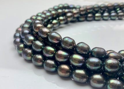 9x11 mm AA Green Peacock Color Freshwater Pearls Rice/Oval Shape Pearl Beads Genuine Green Peacock Freshwater Pearls #1549
