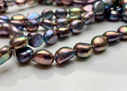 9x10-11 mm AAA Rice Nugget Freshwater Pearl Beads Wild Purplish Peacock Color Genuine Freshwater Pearl Limited Edition #1799