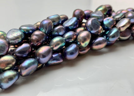 9x10-11 mm AAA Rice Nugget Freshwater Pearl Beads Wild Purplish Peacock Color Genuine Freshwater Pearl Limited Edition #1799