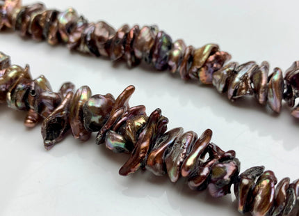 6-10 x 8-15mm Metallic Brown Keshi Rondelle Pearl Beads, Center Drilled Brown Keishi Pearls, Limited Edition Cultured Pearls #327