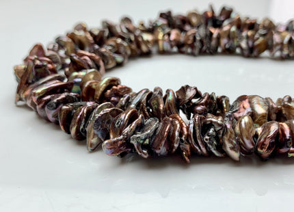 6-10 x 8-15mm Metallic Brown Keshi Rondelle Pearl Beads, Center Drilled Brown Keishi Pearls, Limited Edition Cultured Pearls #327