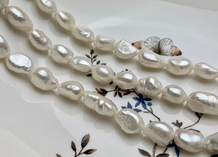 11x13-17 mm AA Natural White Rice Nugget Freshwater Pearl Bead Genuine Natural White Freshwater Pearl Rice Nuggets #1794