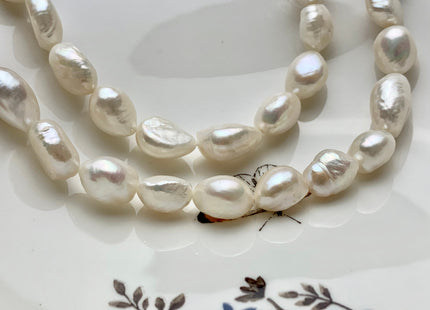 11x13-17 mm AA Natural White Rice Nugget Freshwater Pearl Bead Genuine Natural White Freshwater Pearl Rice Nuggets #1794