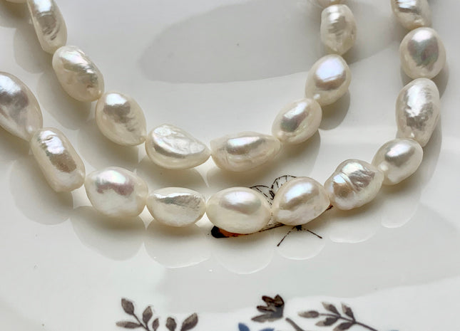 11x13-17 mm AA Natural White Rice Nugget Freshwater Pearl Bead Genuine Natural White Freshwater Pearl Rice Nuggets #1794