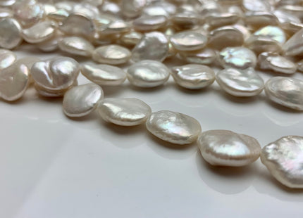 12 mm AA Natural White Coin Freshwater Pearl Beads Flat Coin Freshwater Pearls Genuine Quality White Coin Pearls #1557