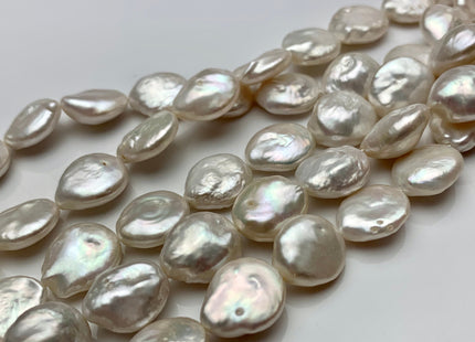 12 mm AA Natural White Coin Freshwater Pearl Beads Flat Coin Freshwater Pearls Genuine Quality White Coin Pearls #1557
