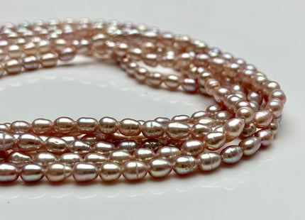 3x5 mm Natural Mauve Pink Rice Freshwater Pearls Tiny Small Seed Pearls 69 Beads #1553