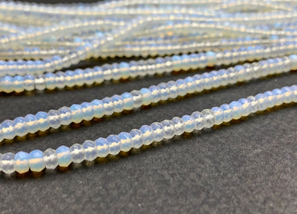 2.5x4 mm AAA Faceted Rondelle Natural Milky White Opalite Gemstone Beads Top Quality Micro Faceted White Opal Gemstone Loose Beads #2434