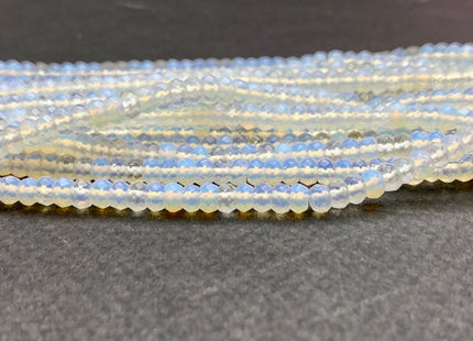 2.5x4 mm AAA Faceted Rondelle Natural Milky White Opalite Gemstone Beads Top Quality Micro Faceted White Opal Gemstone Loose Beads #2434