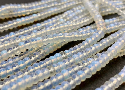 2.5x4 mm AAA Faceted Rondelle Natural Milky White Opalite Gemstone Beads Top Quality Micro Faceted White Opal Gemstone Loose Beads #2434