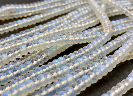 2.5x4 mm AAA Faceted Rondelle Natural Milky White Opalite Gemstone Beads Top Quality Micro Faceted White Opal Gemstone Loose Beads #2434