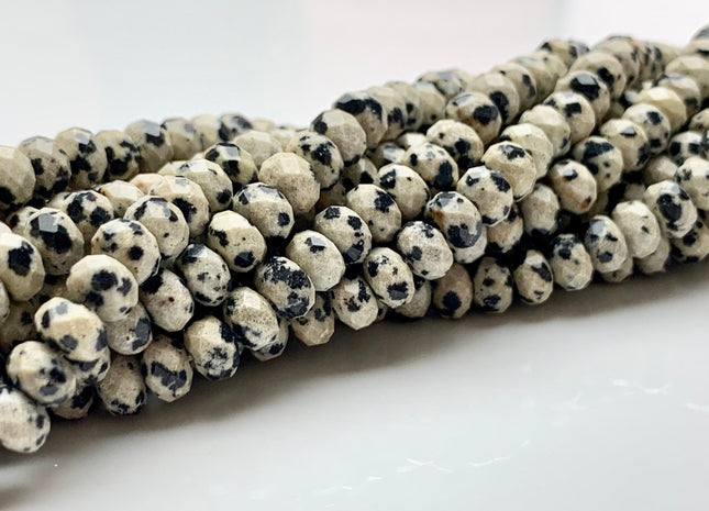 4x6 mm AAA Natural Color Faceted Rondelle Dalmatian Gemstone Beads Quality Micro Faceted Dalmatian Gemstone Loose Beads # 2438
