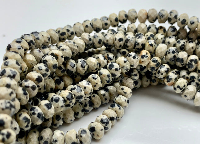 4x6 mm AAA Natural Color Faceted Rondelle Dalmatian Gemstone Beads Quality Micro Faceted Dalmatian Gemstone Loose Beads # 2438