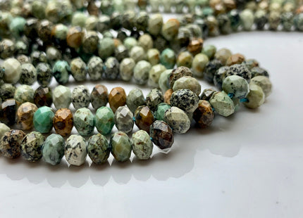 4x6 mm Natural Color Faceted Rondelle Africa Turquoise Gemstone Beads Micro Faceted Genuine Africa Turquoise Gemstone Loose Beads # 2446