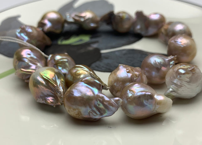13x22-15x27 mm AA Natural Mauve Pink Rare Irregular Baroque Freshwater Pearl Beads Genuine Natural Color Freshwater Baroque Pearls #1575