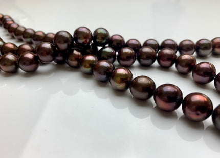 8.5-9mm 11-11.5mm AAA Dark Chocolate Brown Color Round Freshwater Pearl Beads Genuine Freshwater Pearl Beads High Luster Round Pearls #1569
