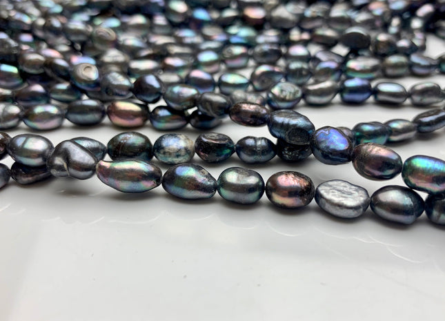 6x8 mm Peacock Color Rice Nugget Freshwater Pearl Beads Genuine Freshwater Pearl Nugget Pearls #1578