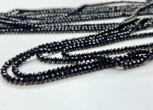 2x3mm 4x6mm AAA Natural Color Faceted Rondelle Black spinel Gemstone Beads Top Quality Micro Faceted Spinel Gemstone Loose Beads # 2451