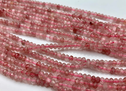 2.5x4 mm AAA Natural Color Faceted Rondelle Strawberry Quartz Gemstone Beads Top Quality Micro Faceted Quartz Gemstone Loose Beads # 2453