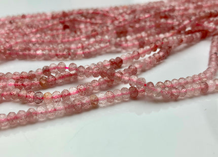 2.5x4 mm AAA Natural Color Faceted Rondelle Strawberry Quartz Gemstone Beads Top Quality Micro Faceted Quartz Gemstone Loose Beads # 2453