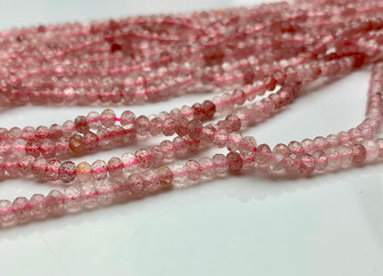 2.5x4 mm AAA Natural Color Faceted Rondelle Strawberry Quartz Gemstone Beads Top Quality Micro Faceted Quartz Gemstone Loose Beads # 2453