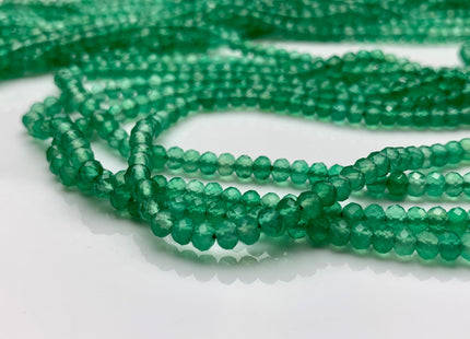 2x3mm 3x4mm AAA Faceted Rondelle Green Onyx Gemstone Loose Beads #2455